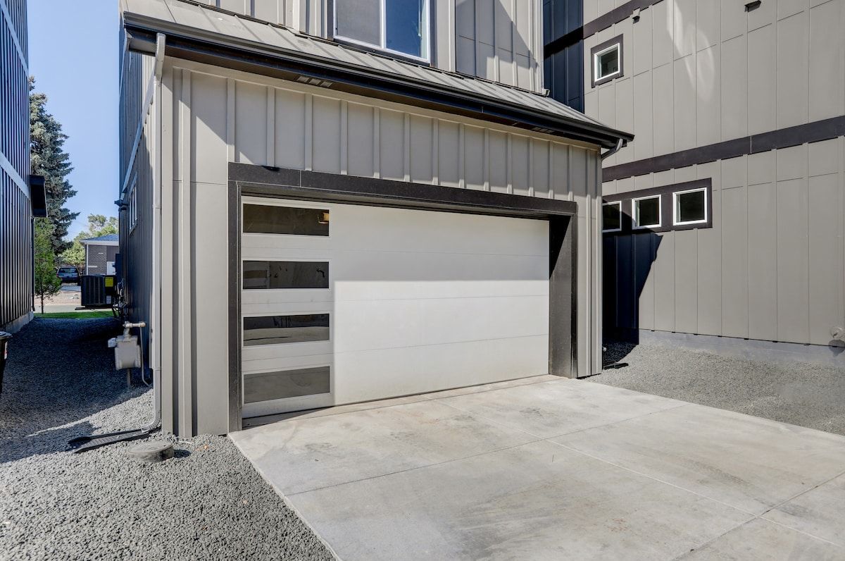 Two-car garage seen from the driveway