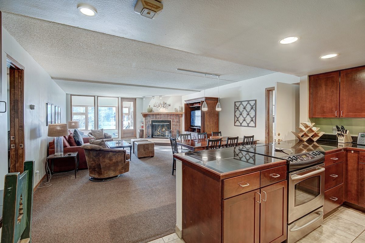 Kitchen island looking through to the living room