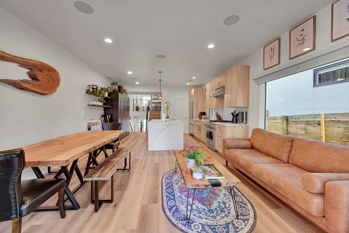 Open living and dining space looking through to the kitchen